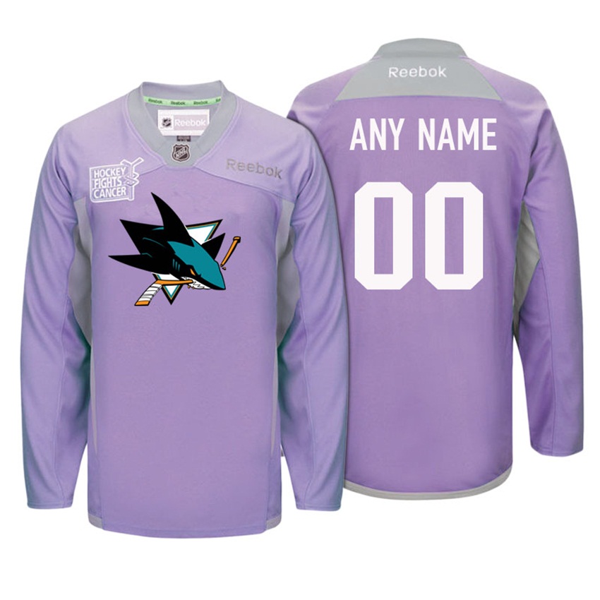 Sharks Purple Hockey Fights Cancer Practice Jersey Custom Jersey