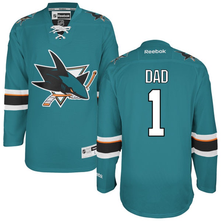 Gift for Dad San Jose Sharks Teal Number One Dad Jersey