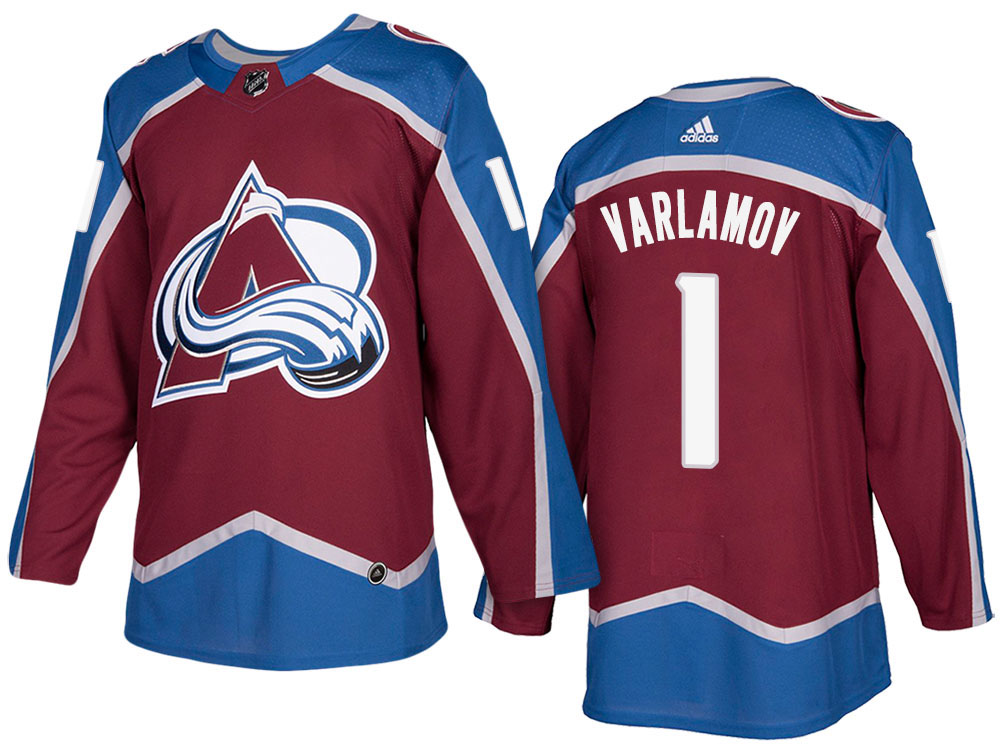 NHL Men's Colorado Avalanche #1 Semyon Varlamov Burgundy 2017-2018 Season New Outlook Uniforms