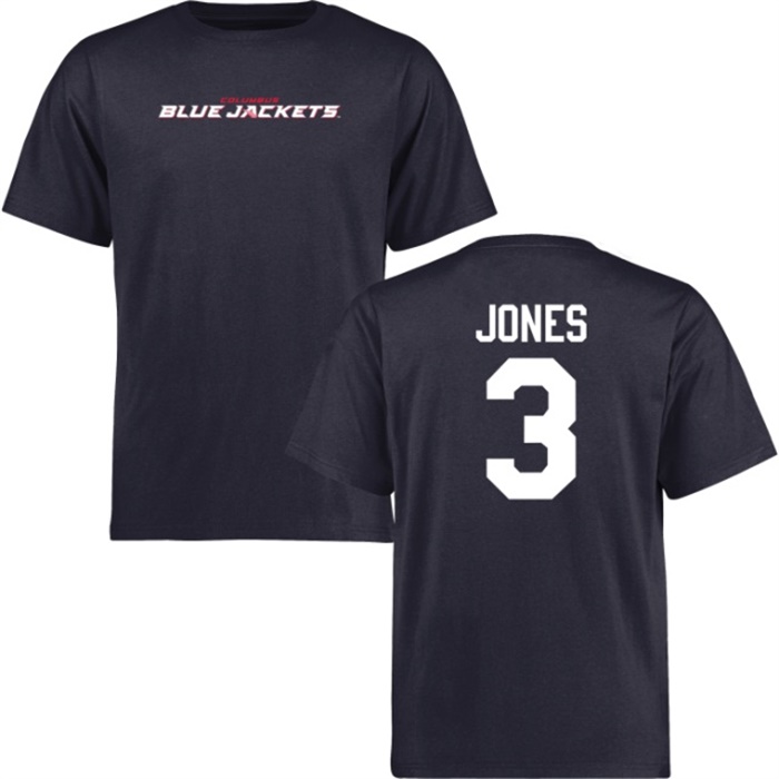 Seth Jones Blue Jackets Blue Short Sleeve Wordmark T-Shirt