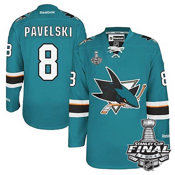 Joe Pavelski San Jose Sharks #8 2016 Stanley Cup Teal Home Jersey