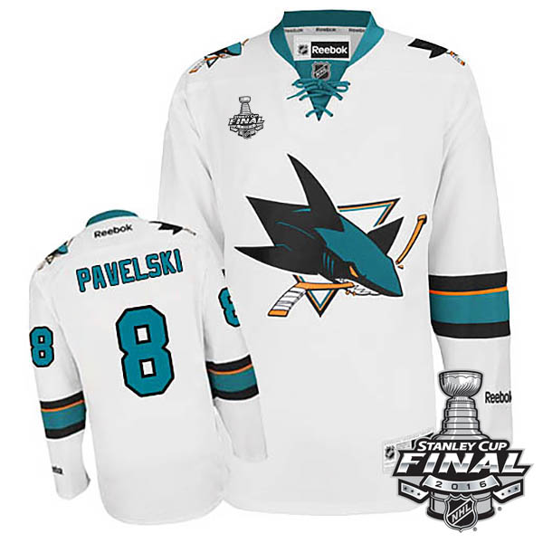 Joe Pavelski San Jose Sharks #8 2016 Stanley Cup White Away Jersey