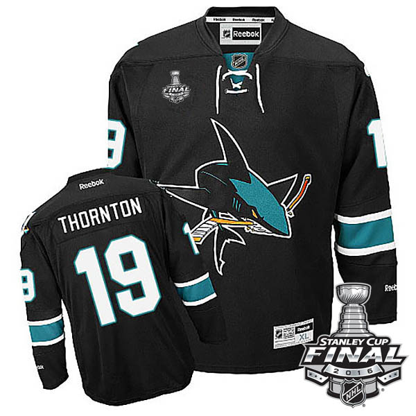 Joe Thornton San Jose Sharks #19 2016 Stanley Cup Black Third Jersey