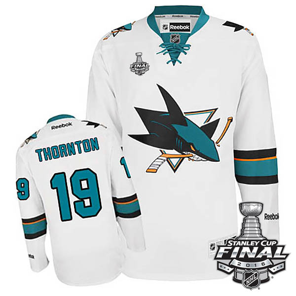 Joe Thornton San Jose Sharks #19 2016 Stanley Cup White Away Jersey