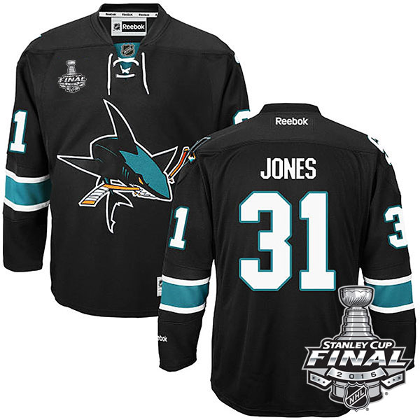 Martin Jones San Jose Sharks #31 2016 Stanley Cup Black Third Jersey