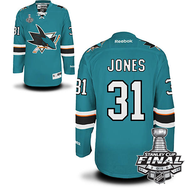 Martin Jones San Jose Sharks #31 2016 Stanley Cup Teal Home Jersey