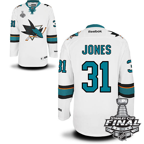 Martin Jones San Jose Sharks #31 2016 Stanley Cup White Away Jersey