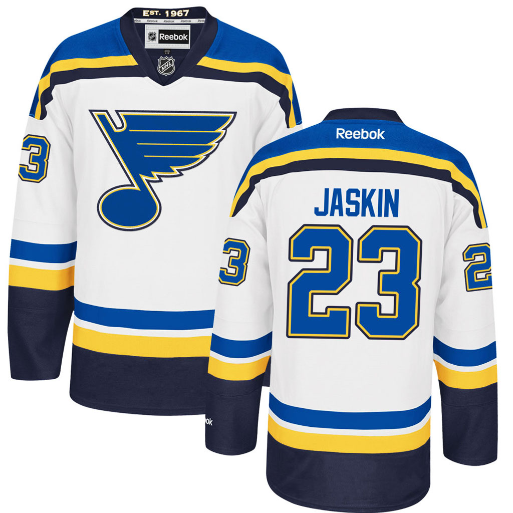 Blues Dmitrij Jaskin White Premier Away Jersey