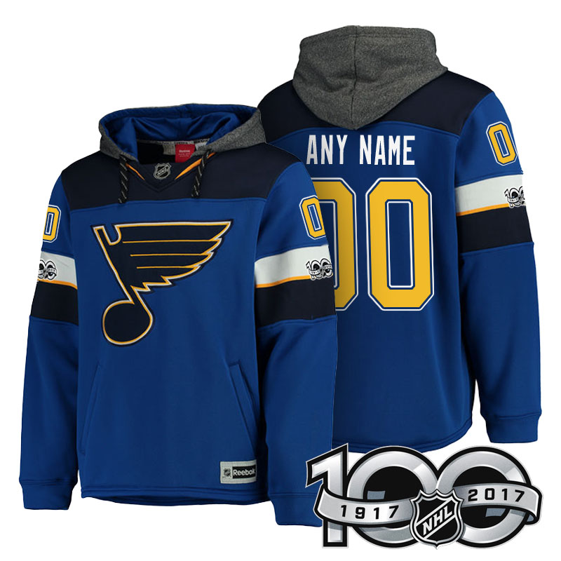 St. Louis Blues Blue Centennial Classic Patch Custom Hoodie