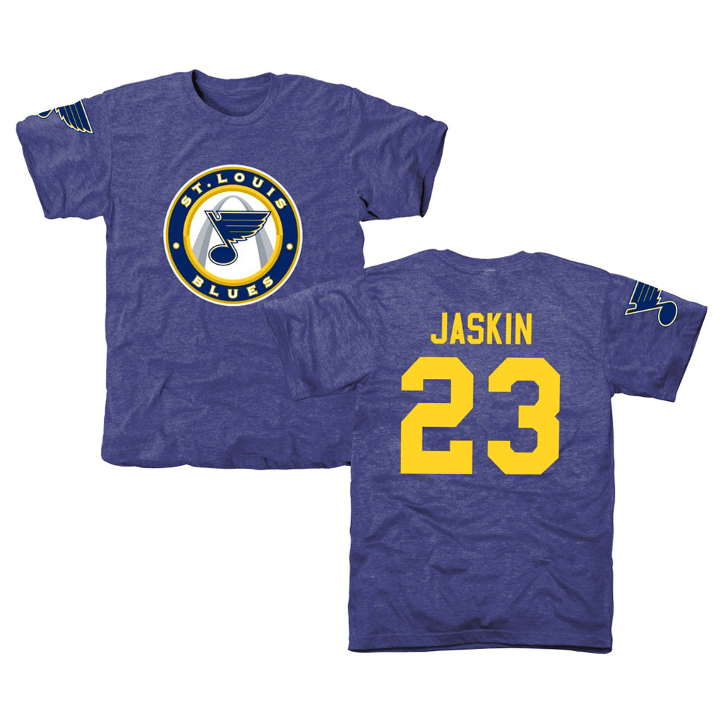 St. Louis Blues Dmitrij Jaskin Light Blue Tri-blend T-Shirt