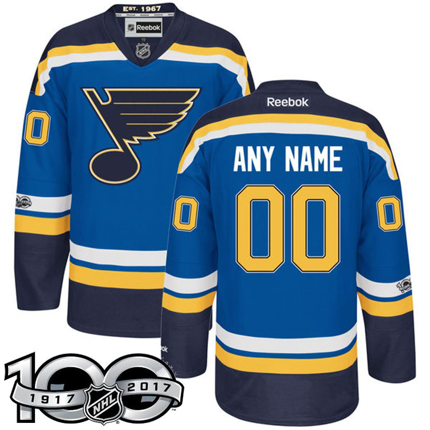 St. Louis Blues Royal Celebrate 100th Classic Patch Customized Jersey