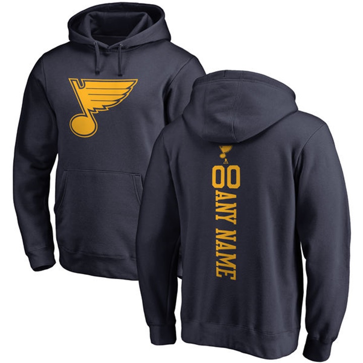 NHL St. Louis Blues Navy Personalized Backer Fleece Pullover Hoodie