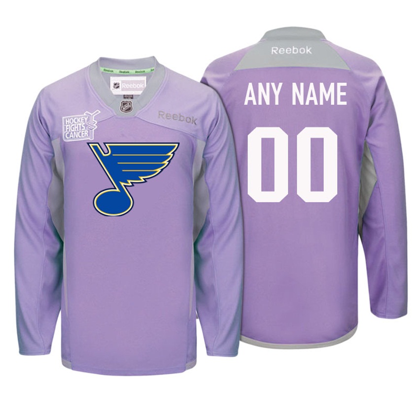 Blues Purple Hockey Fights Cancer Practice Jersey Custom Jersey