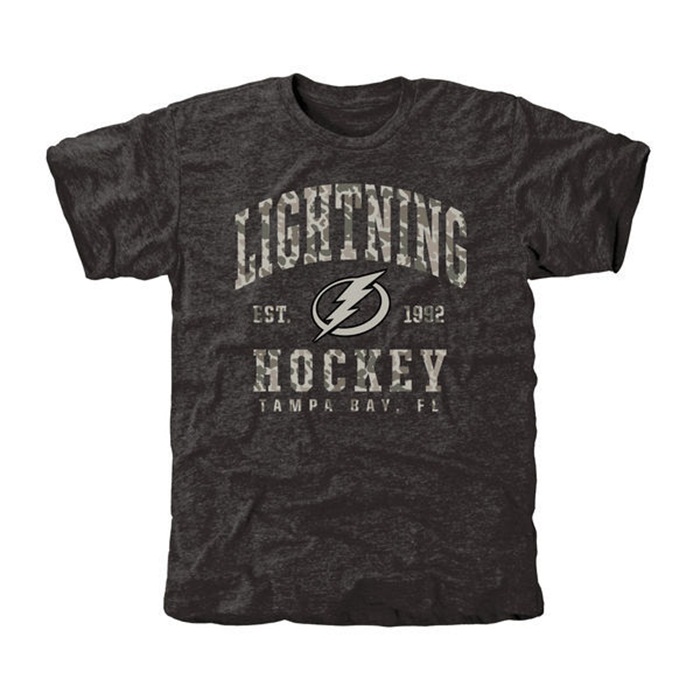 Tampa Bay Lightning Camo Stack Black Tri-Blend T-Shirt