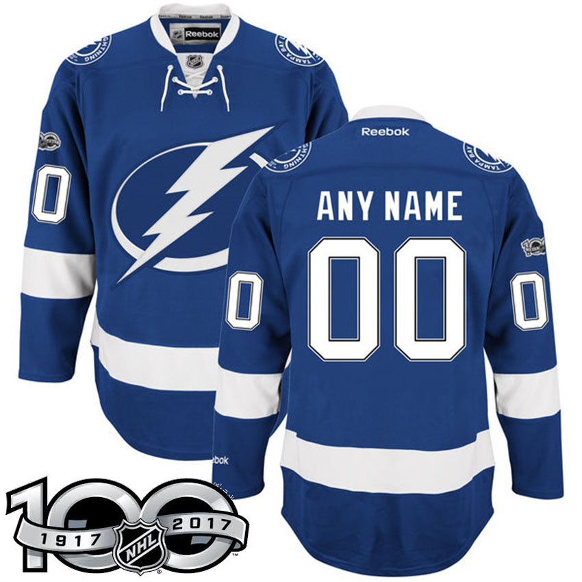 Tampa Bay Lightning Royal Celebrate 100th Classic Patch Customized Jersey