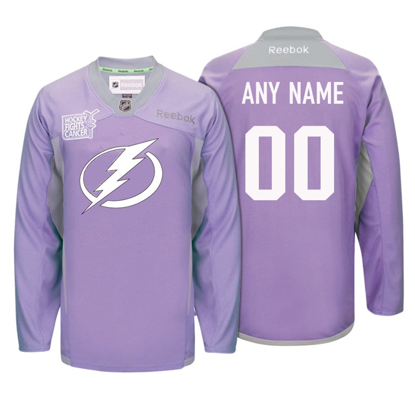 Lightning Purple Hockey Fights Cancer Practice Jersey Custom Jersey