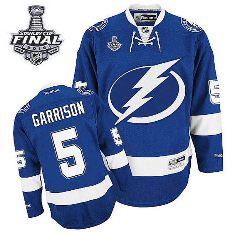 Jason Garrison Tampa Bay Lightning #5 Home 2015 Stanley Cup Ice Hockey Jersey