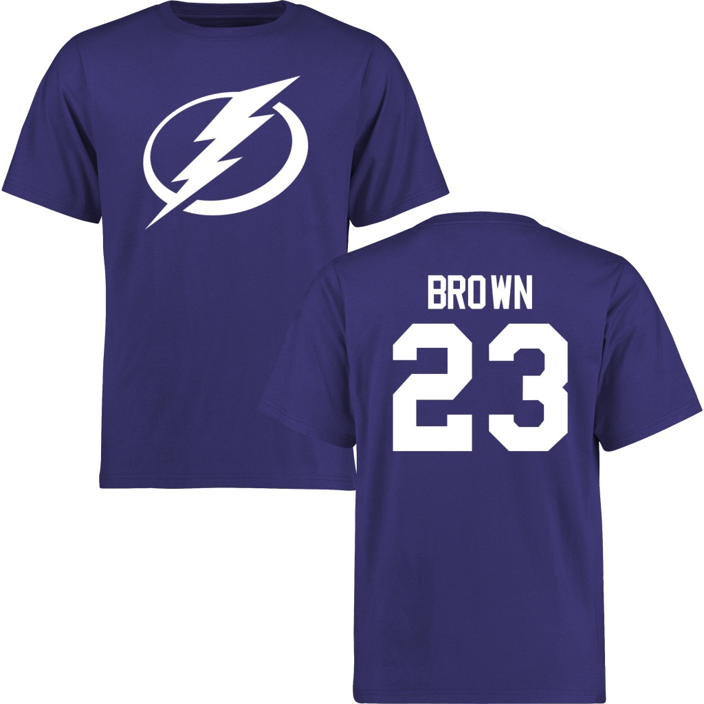 Lightning J.T. Brown Blue Number & Name Short Sleeve T-Shirt