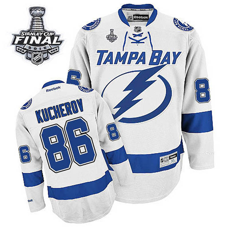 Nikita Kucherov Tampa Bay Lightning #86 Away 2015 Stanley Cup Ice Hockey Jersey