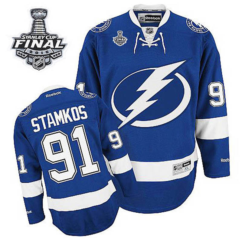 Steven Stamkos Tampa Bay Lightning #91 Home 2015 Stanley Cup Ice Hockey Jersey