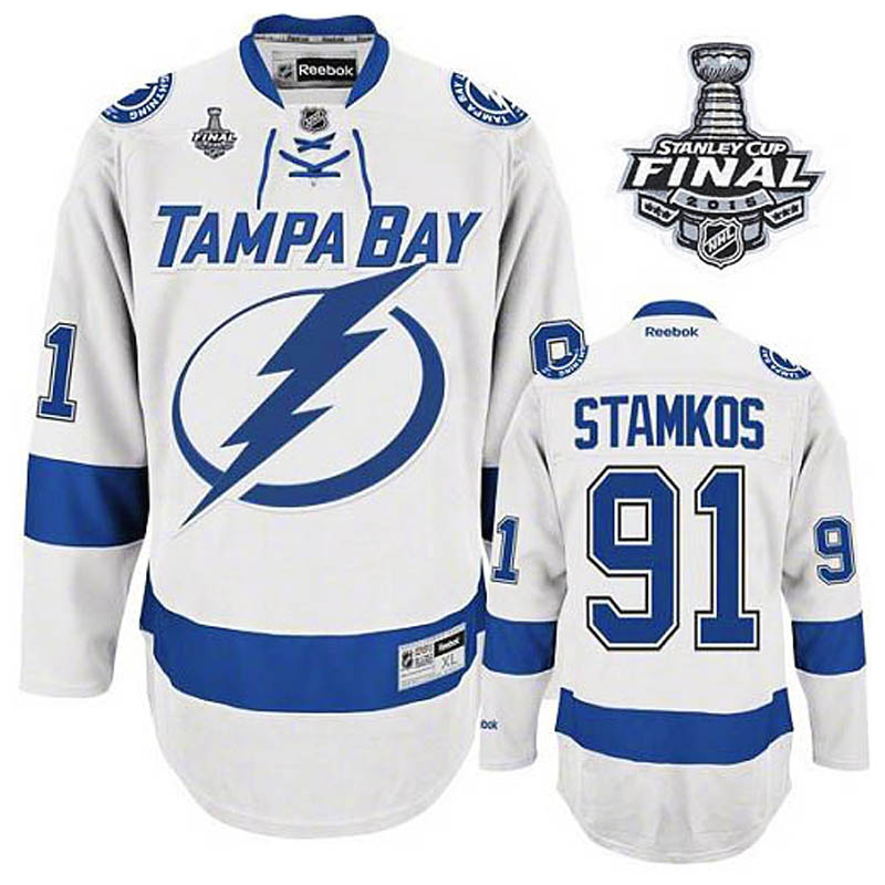 Steven Stamkos Tampa Bay Lightning #91 Away 2015 Stanley Cup Ice Hockey Jersey