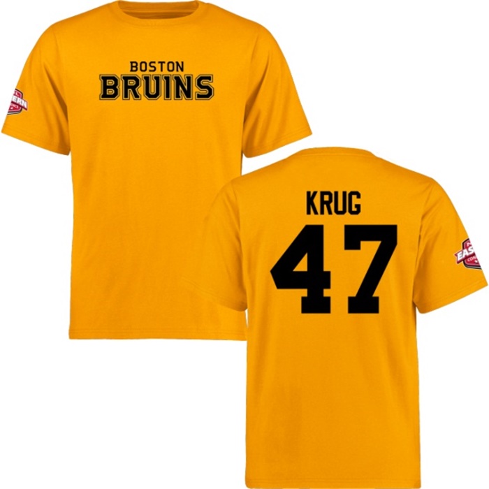 Torey Krug Bruins Yellow Short Sleeve Wordmark T-Shirt