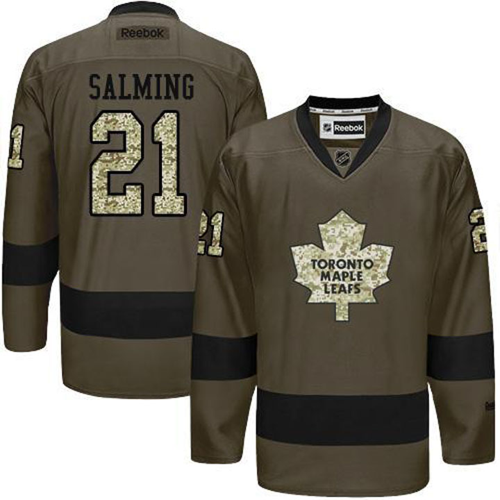 Borje Salming Toronto Maple Leafs #21 Green Camo Player Jersey