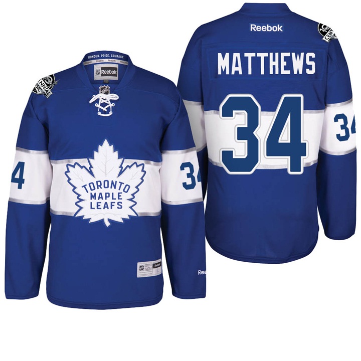 Maple Leafs Auston Matthews Blue 100th Season Celebration Jersey