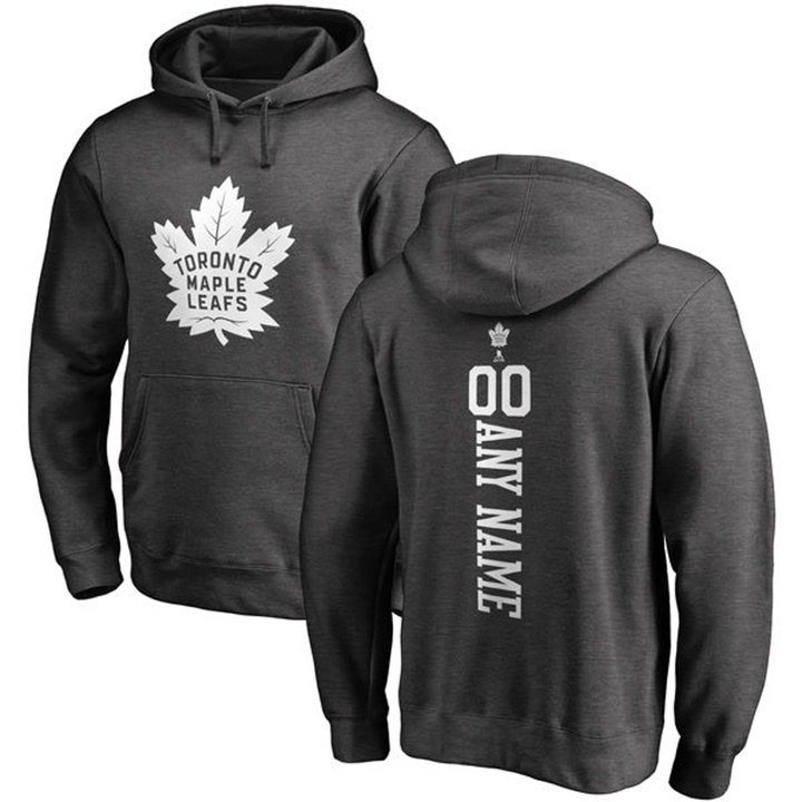 NHL Toronto Maple Leafs Charcoal Personalized Backer Fleece Pullover Hoodie