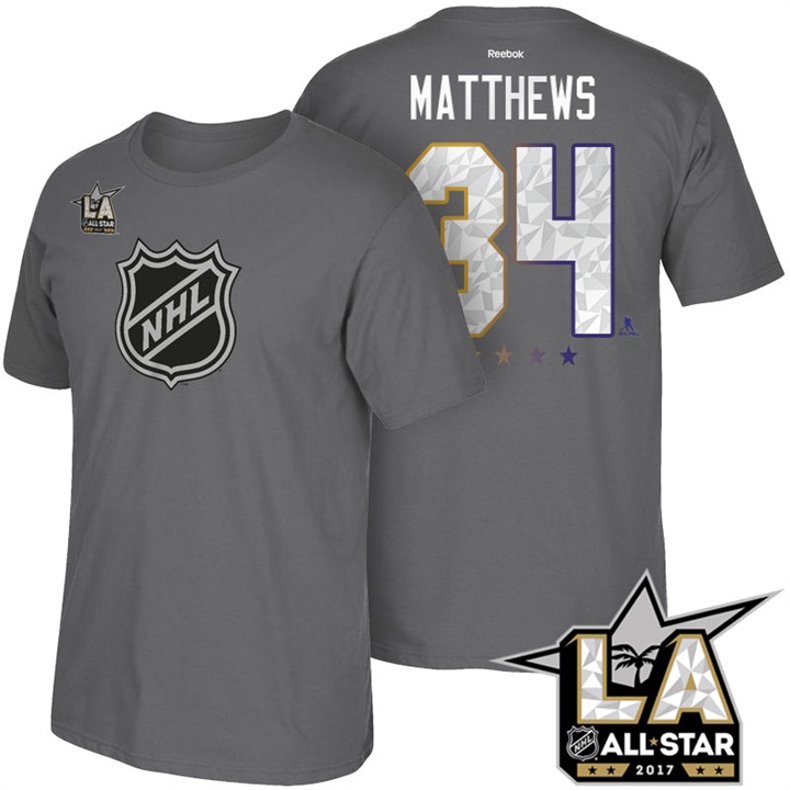 Maple Leafs #34 Auston Matthews Gray 2017 All Star T-shirt