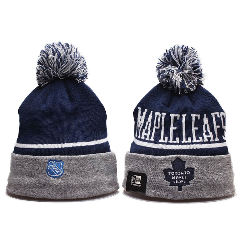 Toronto Maple Leafs 2017 Centennial Classic Knit Hat With Pom Beanies Gray/Navy Blue