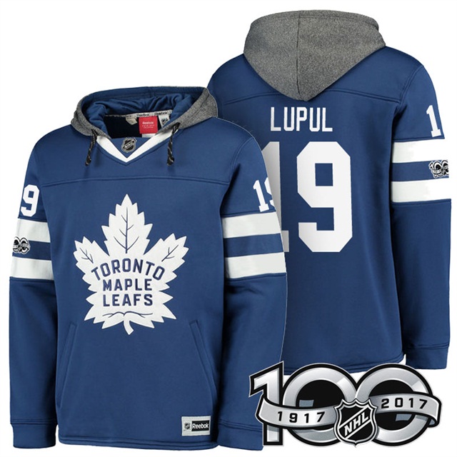 NHL Maple Leafs #19 Joffrey Lupul Navy Centennial Patch Hoodie