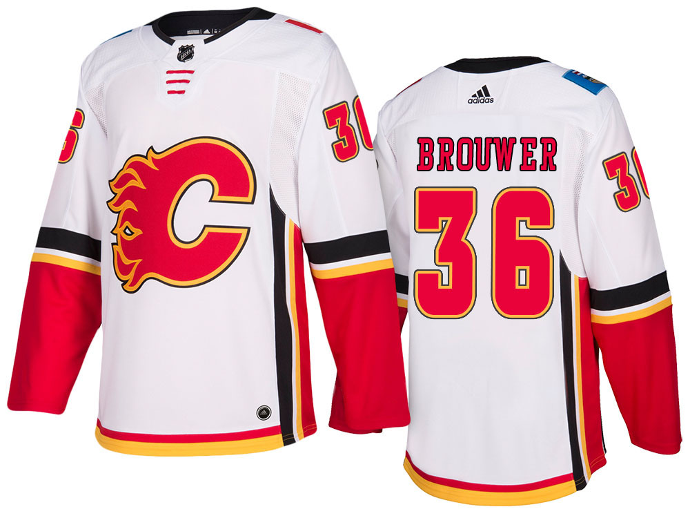 NHL Men's Calgary Flames #36 Troy Brouwer White 2017-2018 Season New Outlook Uniforms