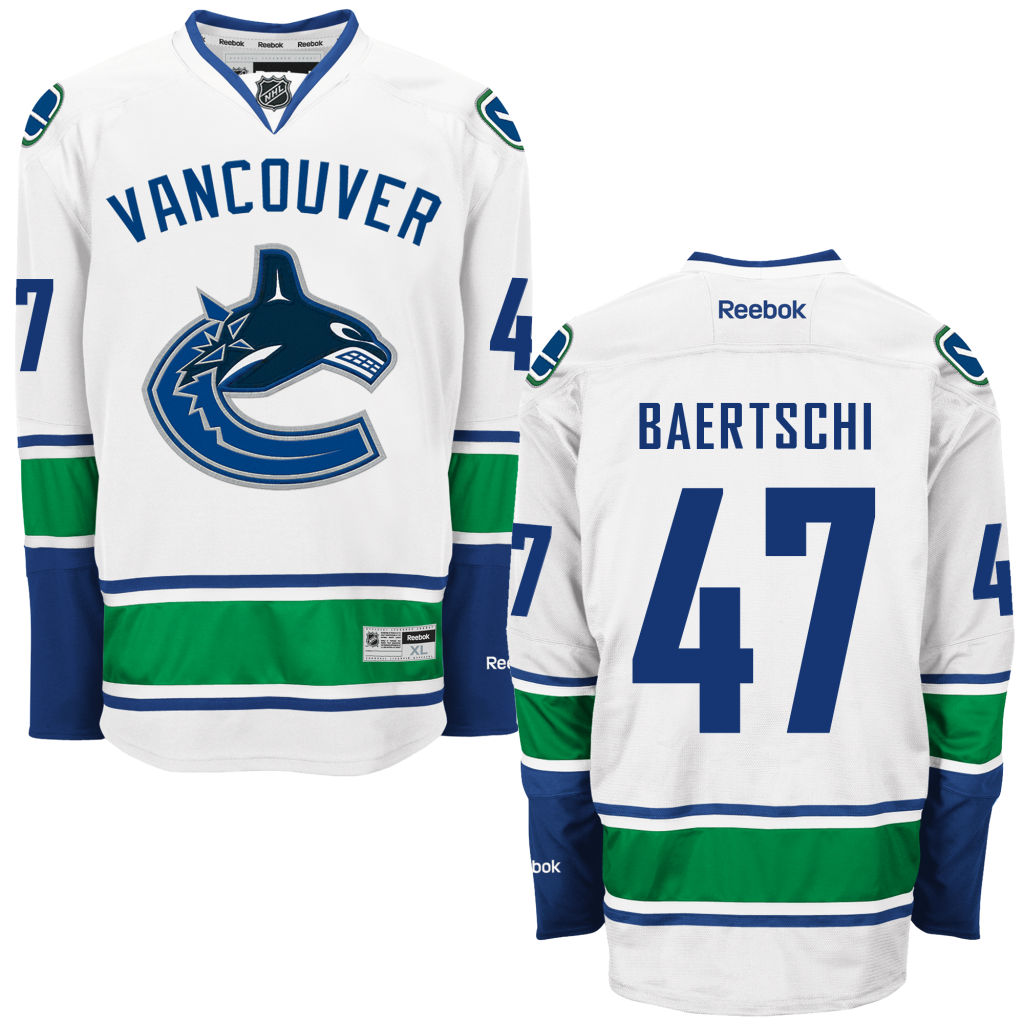 Canucks Sven Baertschi White Premier Away Jersey