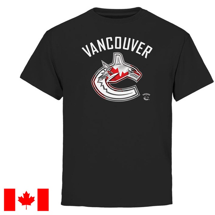 Canucks Black Canada Wave Canada Day T-Shirt