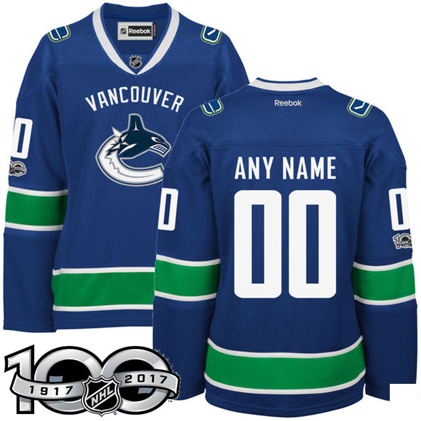 Vancouver Canucks Royal Celebrate 100th Classic Patch Customized Jersey