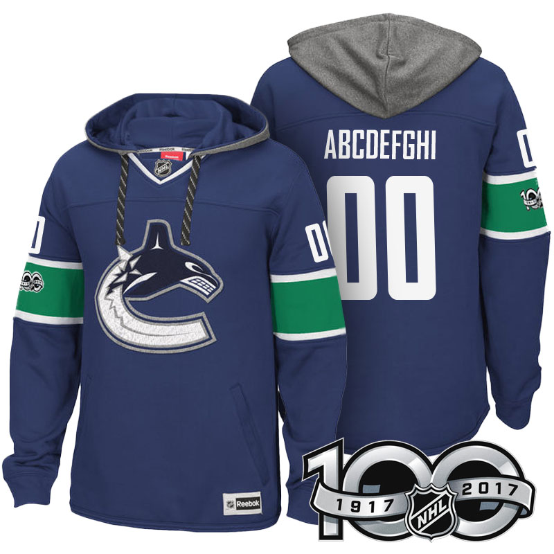 Vancouver Canucks Blue Centennial Classic Patch Custom Hoodie