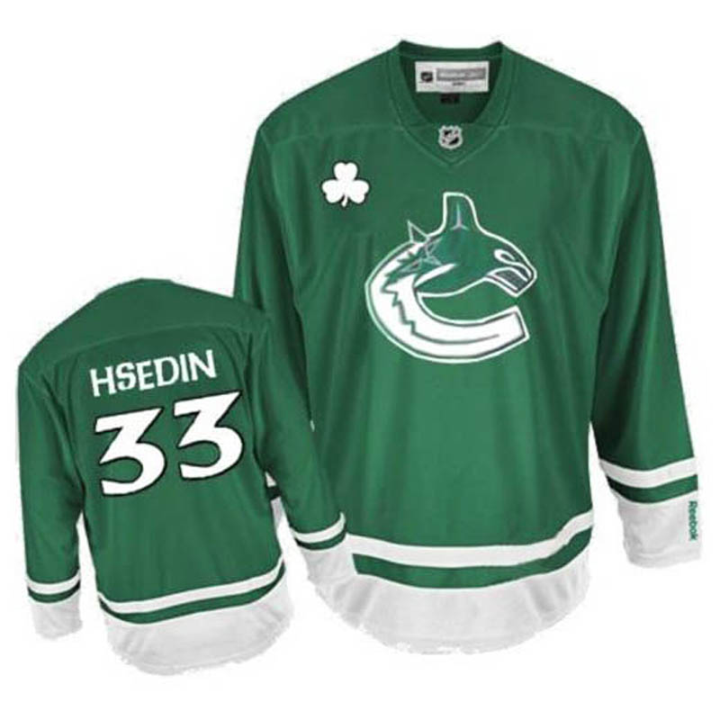 Henrik Sedin Vancouver Canucks #33 St Patty's Day Ice Hockey Jersey