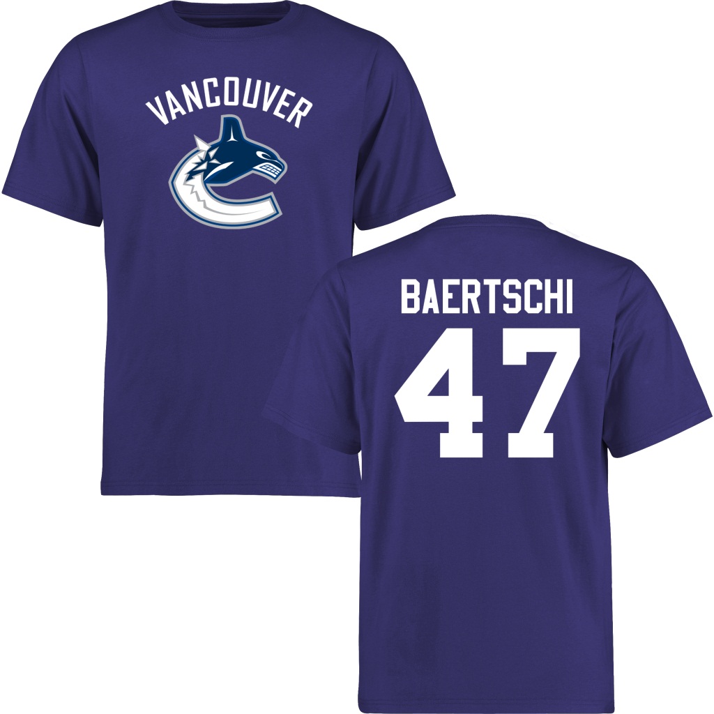 Canucks Sven Baertschi Blue Number & Name Short Sleeve T-Shirt