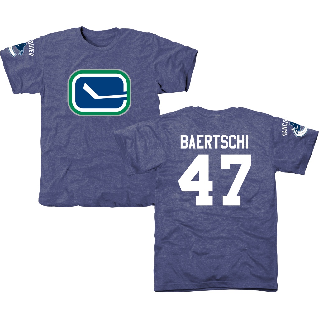 Canucks Sven Baertschi Blue Tri-blend Short Sleeve T-Shirt