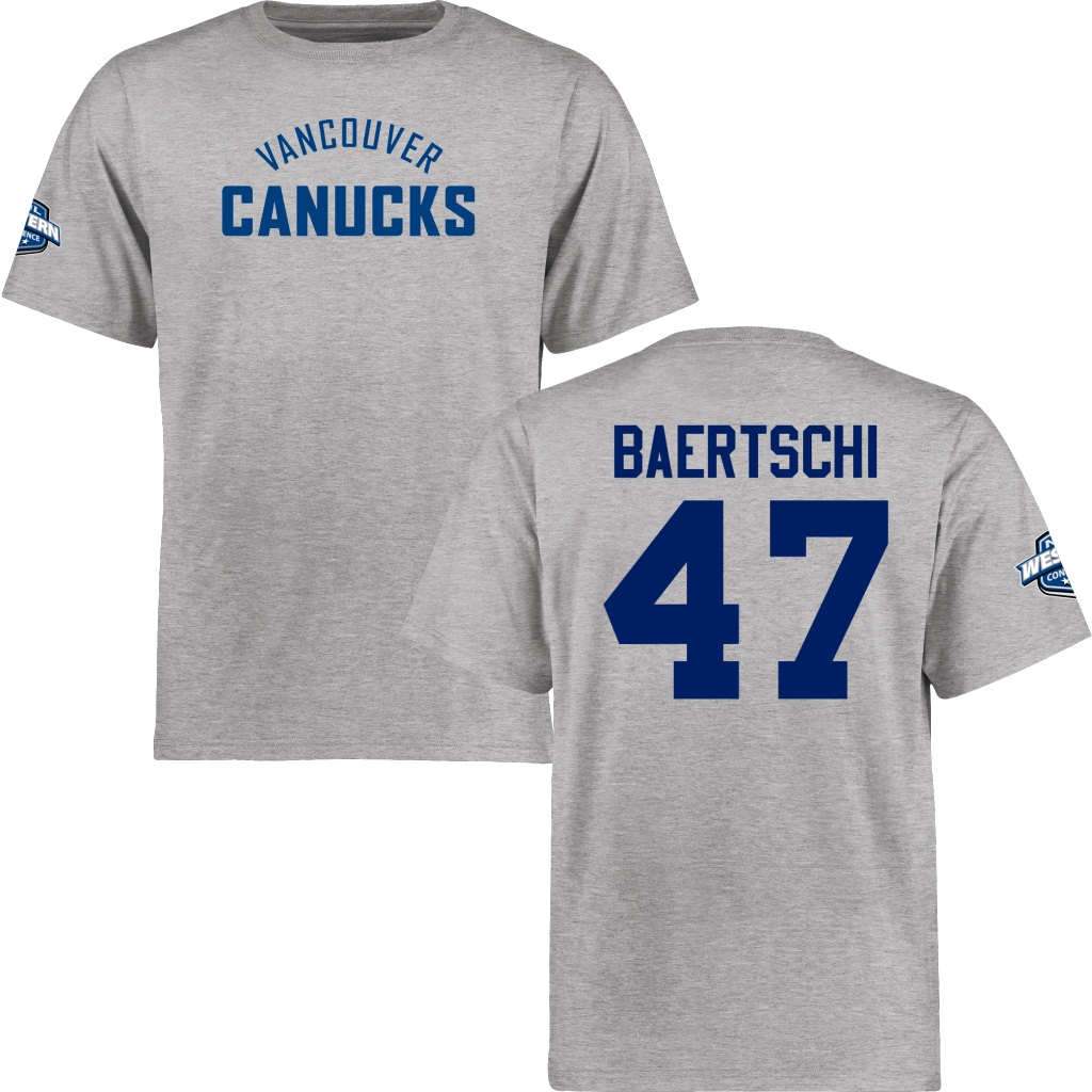 Canucks Sven Baertschi Gray Number & Name Short Sleeve T-Shirt