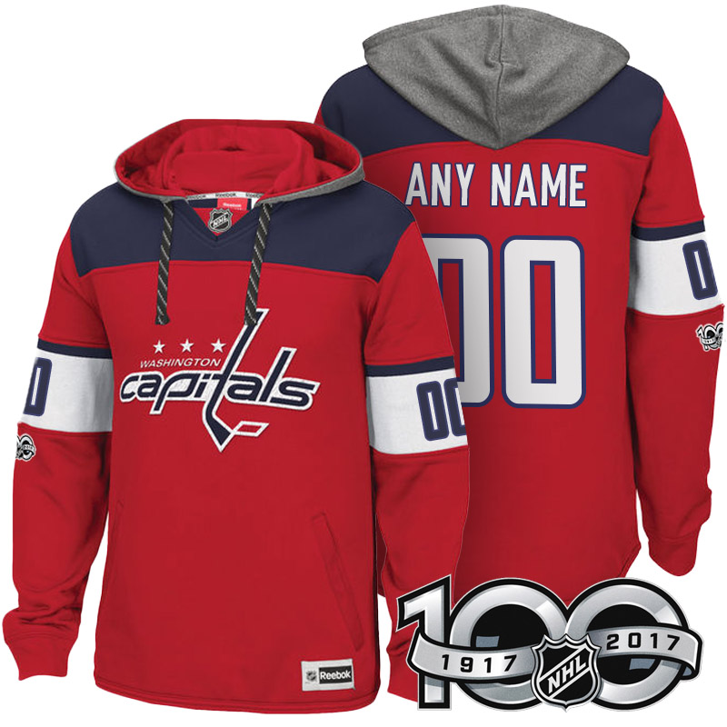 Capitals Red Centennial Patch Custom Hoodie