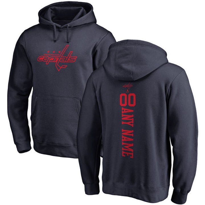 NHL Washington Capitals Navy Personalized Backer Fleece Pullover Hoodie