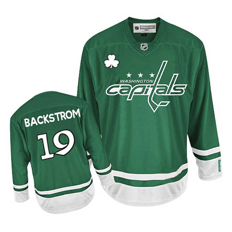 Nicklas Backstrom Washington Capitals #19 St Patty's Day Ice Hockey Jersey