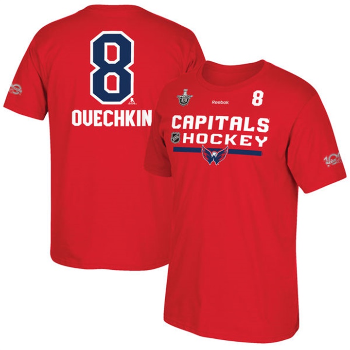 Capitals #8 Alex Ovechkin Red 2017 NHL Stanley Cup Playoffs Name And Number T-shirt