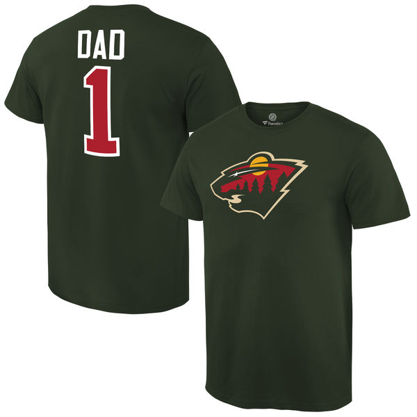 Men's Minnesota Wild Number One Dad Green T-Shirt