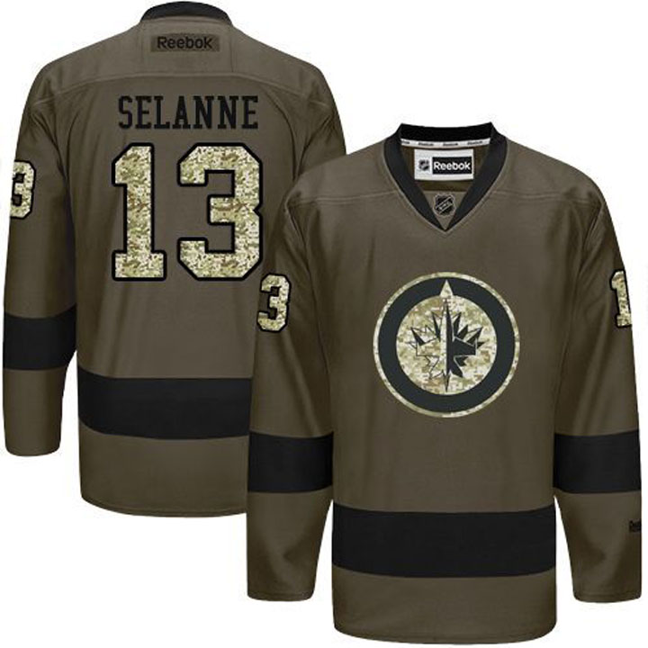 Teemu Selanne Winnipeg Jets #13 Green Camo Player Jersey