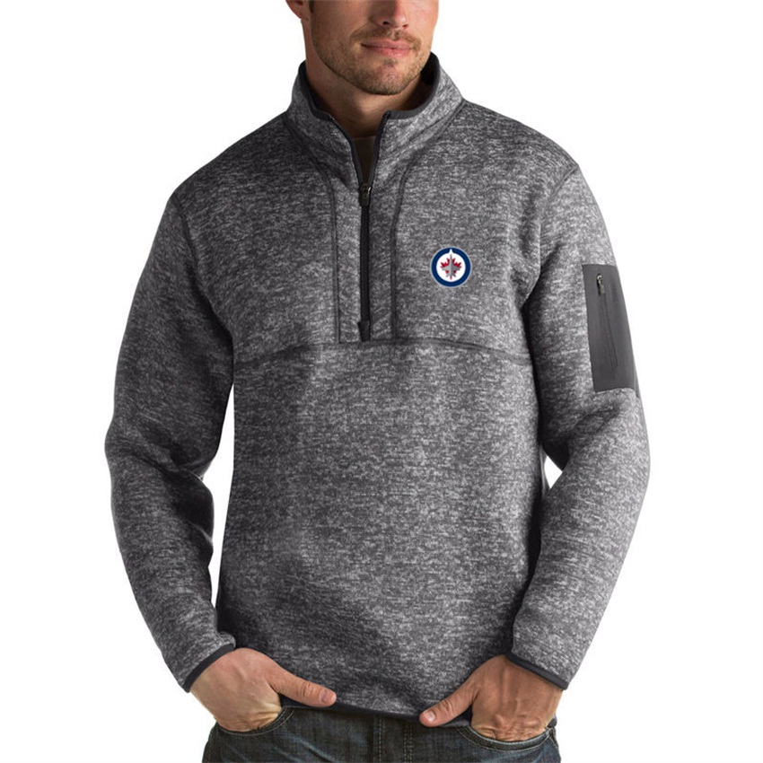 Winnipeg Jets Charcoal Antigua Fortune Half Zip Pullover Hoodie