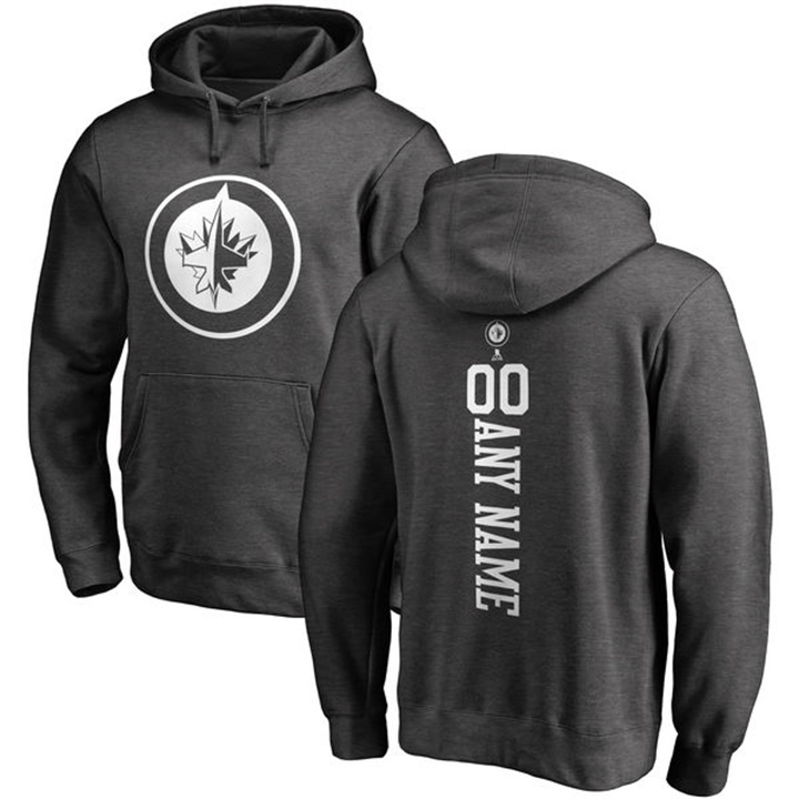 NHL Winnipeg Jets Charcoal Personalized Backer Fleece Pullover Hoodie