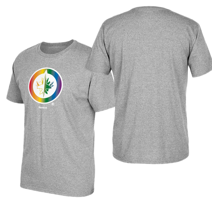 Winnipeg Jets Gray Hockey Is For Everyone Rainbow T-shirt